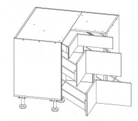 Body Diagram for Corner drawer cabinet S100/100SZ3A for Kitchen 
